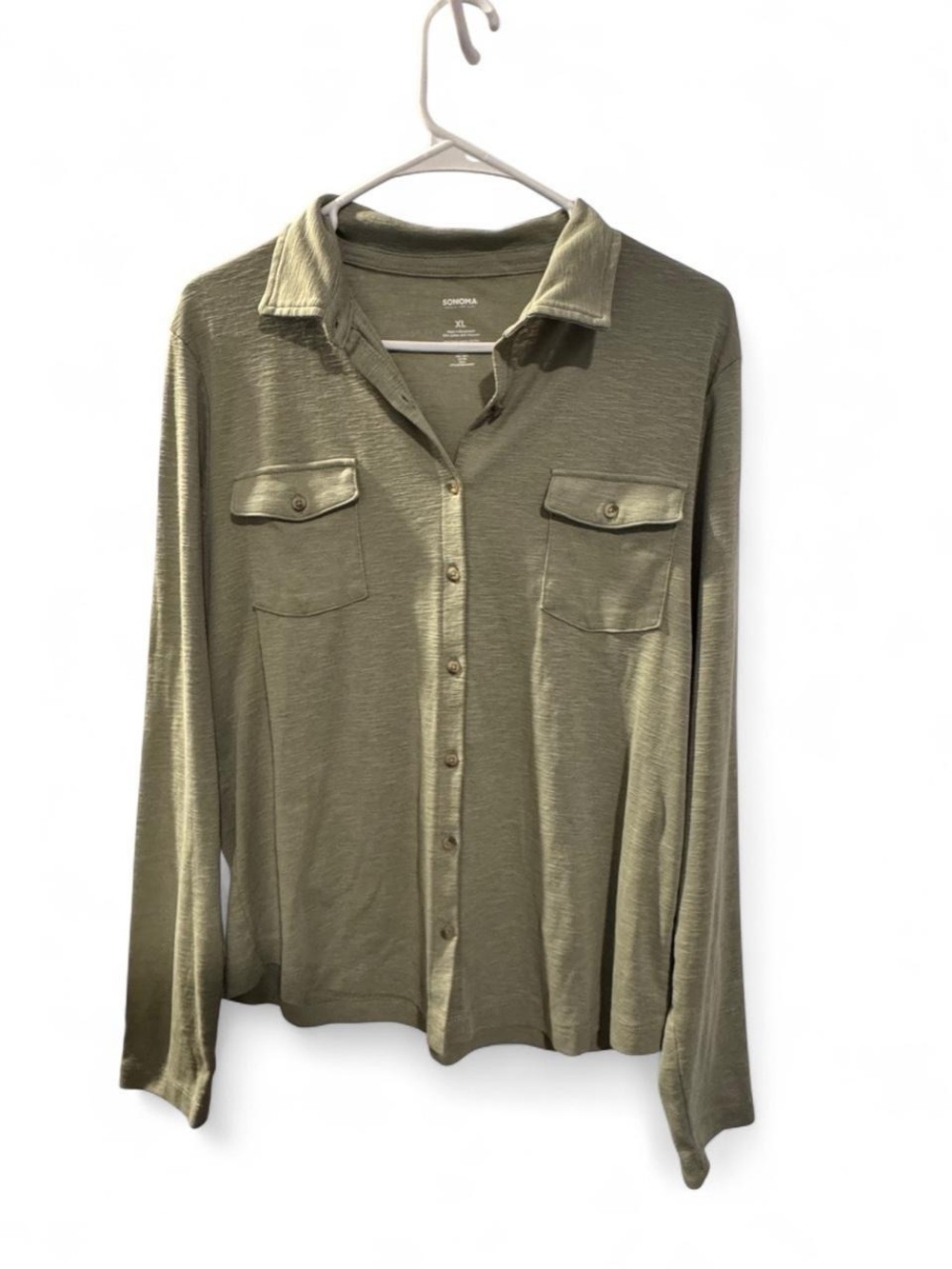 Sonoma Olive Green Ribbed Crewneck Top